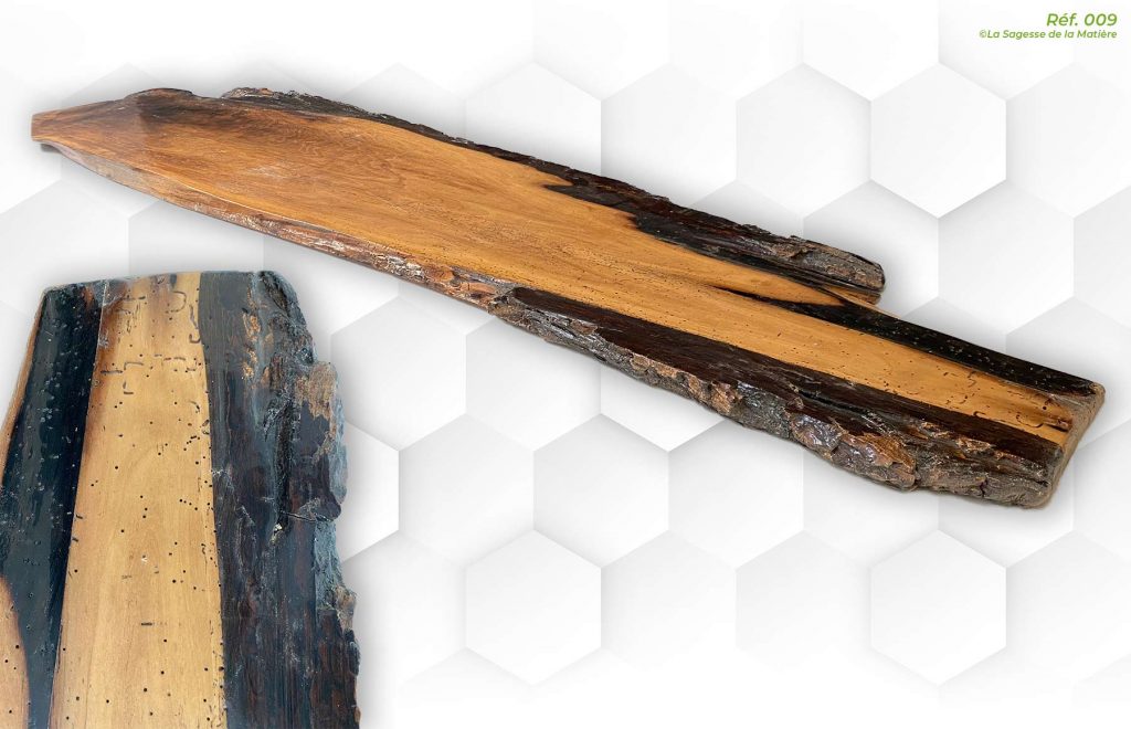 plateau en bois vermoulu vernis